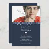 Dark Blue - Bar Mitzvah Invitation Kaart (Voorkant / Achterkant)