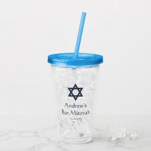 Dark Blue Bar Mitzvah, op maat gesneden Acryl Drinkbeker