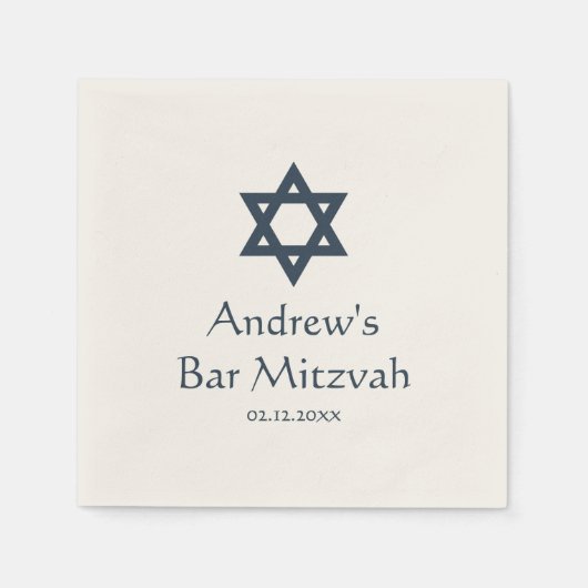 Dark Blue Bar Mitzvah, op maat gesneden Servet (Voorkant)