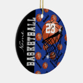 Dark Blue Basketball personaliseren Keramisch Ornament (Rechts)