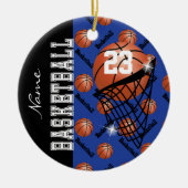 Dark Blue Basketball personaliseren Keramisch Ornament (Voorkant)