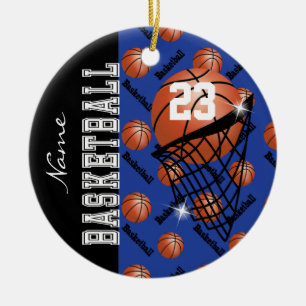 Dark Blue Basketball personaliseren Keramisch Ornament