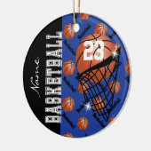 Dark Blue Basketball personaliseren Keramisch Ornament (Links)