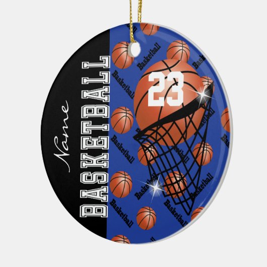 Dark Blue Basketball personaliseren Keramisch Ornament (Links)