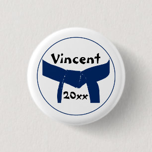 Dark Blue Belt voor Martials Arts Ronde Button 3,2 Cm