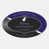 Dark Blue Black Wavy Silver Hearts Product Labels (Voorkant)