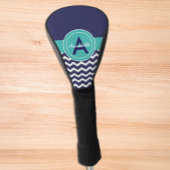 Dark Blue Blauwgroen Chevron Golfheadcover