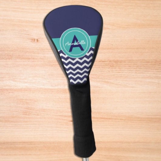 Dark Blue Blauwgroen Chevron Golfheadcover