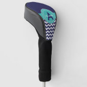 Dark Blue Blauwgroen Chevron Golfheadcover (Schuin)