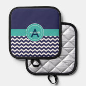 Dark Blue Blauwgroen Chevron Pannenlap (Voorkant / Achterkant)