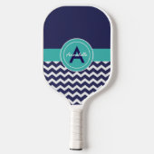 Dark Blue Blauwgroen Chevron Pickleball Paddle (Achterkant)