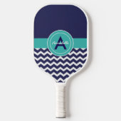 Dark Blue Blauwgroen Chevron Pickleball Paddle (Voorkant)
