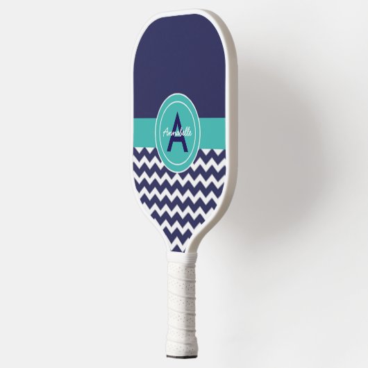 Dark Blue Blauwgroen Chevron Pickleball Paddle (Links)