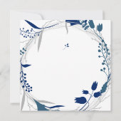 Dark Blue Boho Floral Wreath Graduation Party Kaart (Achterkant)
