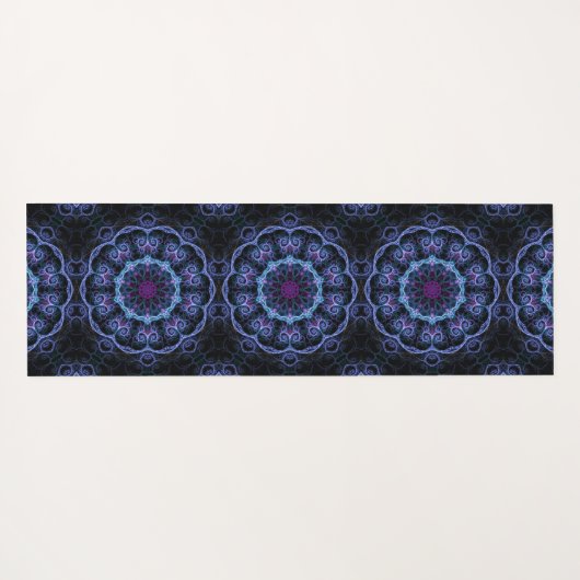 Dark Blue Boho Mandala Pattern Yogamat (Achterkant (horizontaal))