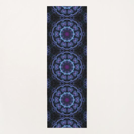 Dark Blue Boho Mandala Pattern Yogamat (Voorkant)