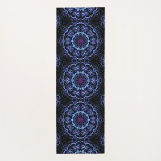 Dark Blue Boho Mandala Pattern Yogamat (Achterkant)