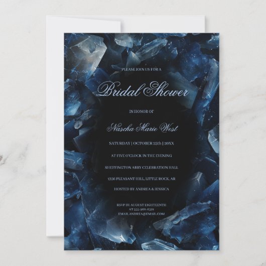 Dark Blue Boho Witch Crystals Black Bridal Shower Kaart (Voorkant)
