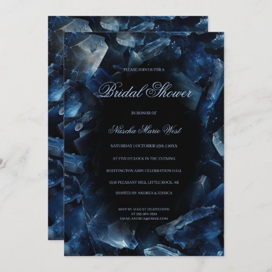 Dark Blue Boho Witch Crystals Black Bridal Shower Kaart (Voorkant / Achterkant)