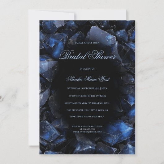Dark Blue Boho Witch Crystals Black Bridal Shower Kaart (Voorkant)