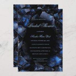 Dark Blue Boho Witch Crystals Black Bridal Shower Kaart