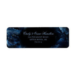 Dark Blue Boho Witch Crystals Black Return Address Etiket