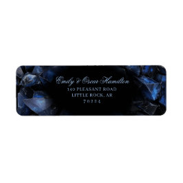 Dark Blue Boho Witch Crystals Black Return Address Etiket