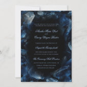 Dark Blue Boho Witch Crystals Black Wedding Kaart (Voorkant)