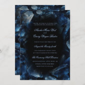 Dark Blue Boho Witch Crystals Black Wedding Kaart (Voorkant / Achterkant)