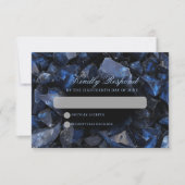 Dark Blue Boho Witch Crystals Black Wedding RSVP Kaartje (Voorkant)
