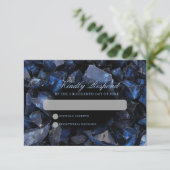 Dark Blue Boho Witch Crystals Black Wedding RSVP Kaartje (Staand voorkant)