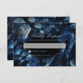Dark Blue Boho Witch Crystals Black Wedding RSVP Kaartje (Voorkant / Achterkant)