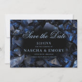 Dark Blue Boho Witch Crystals Black Wedding Save The Date (Voorkant)