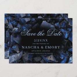 Dark Blue Boho Witch Crystals Black Wedding Save The Date