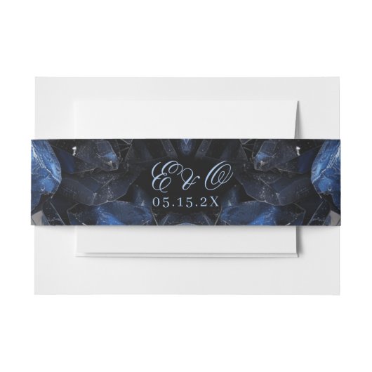 Dark Blue Boho Witch Crystals Black Wedding Uitnodigingen Wikkel (Voorkant Voorbeeld)