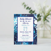 Dark Blue Boy's Baby shower Invitation Briefkaart (Staand voorkant)