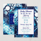 Dark Blue Boy's Baby shower Invitation Briefkaart (Voorkant / Achterkant)