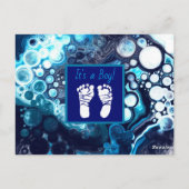 Dark Blue Boy's Baby shower Invitation Briefkaart (Achterkant)