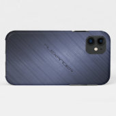 Dark Blue Brushed Aluminum Metal Look 2-Monogram Case-Mate iPhone Case (Achterkant (horizontaal))