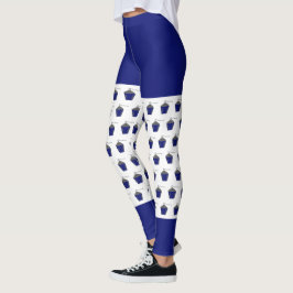 Dark Blue Bryn Mawr Lantern Pattern-Leggings Leggings