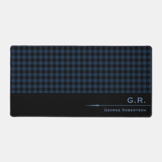 Dark Blue Buffalo Check Monogrammed For Him Bureaumat (Voorkant)