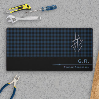 Dark Blue Buffalo Check Monogrammed For Him Bureaumat