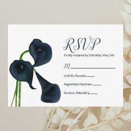 Dark Blue Calla Lilies RSVP-kaart Advieskaart