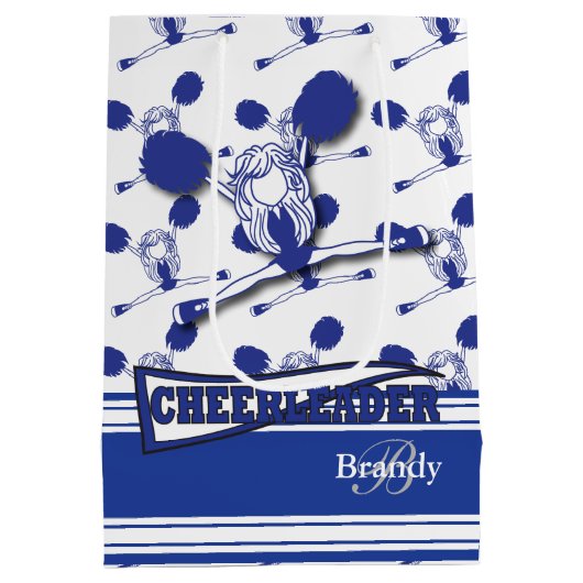 Dark Blue Cheerleader personaliseren Medium Cadeauzakje (Achterkant)
