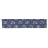 DARK BLUE CHRISTMAS WINTER FOREST MONOGRAM KORTE TAFELLOPER (Horizontaal)