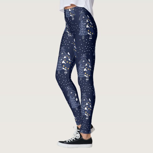 DARK BLUE CHRISTMAS WINTER FOREST MONOGRAM LEGGINGS (Links)