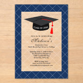Dark Blue Class of 20XX Graduation Party Acryl Uitnodigingen (Voorkant)