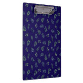 Dark Blue Clipboard with Elegant All-Over Leaf Des Klembord (Rechts)