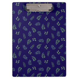 Dark Blue Clipboard with Elegant All-Over Leaf Des Klembord