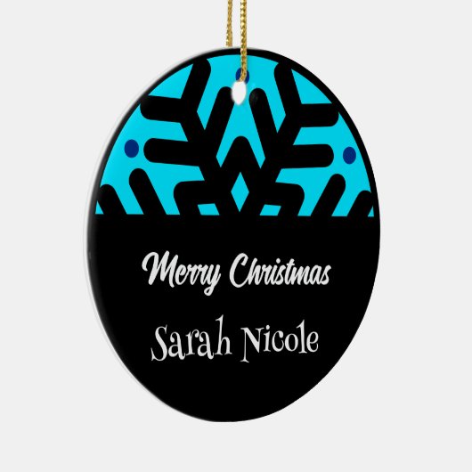 Dark Blue Custom Snowflake Christmas Ornament (Rechts)